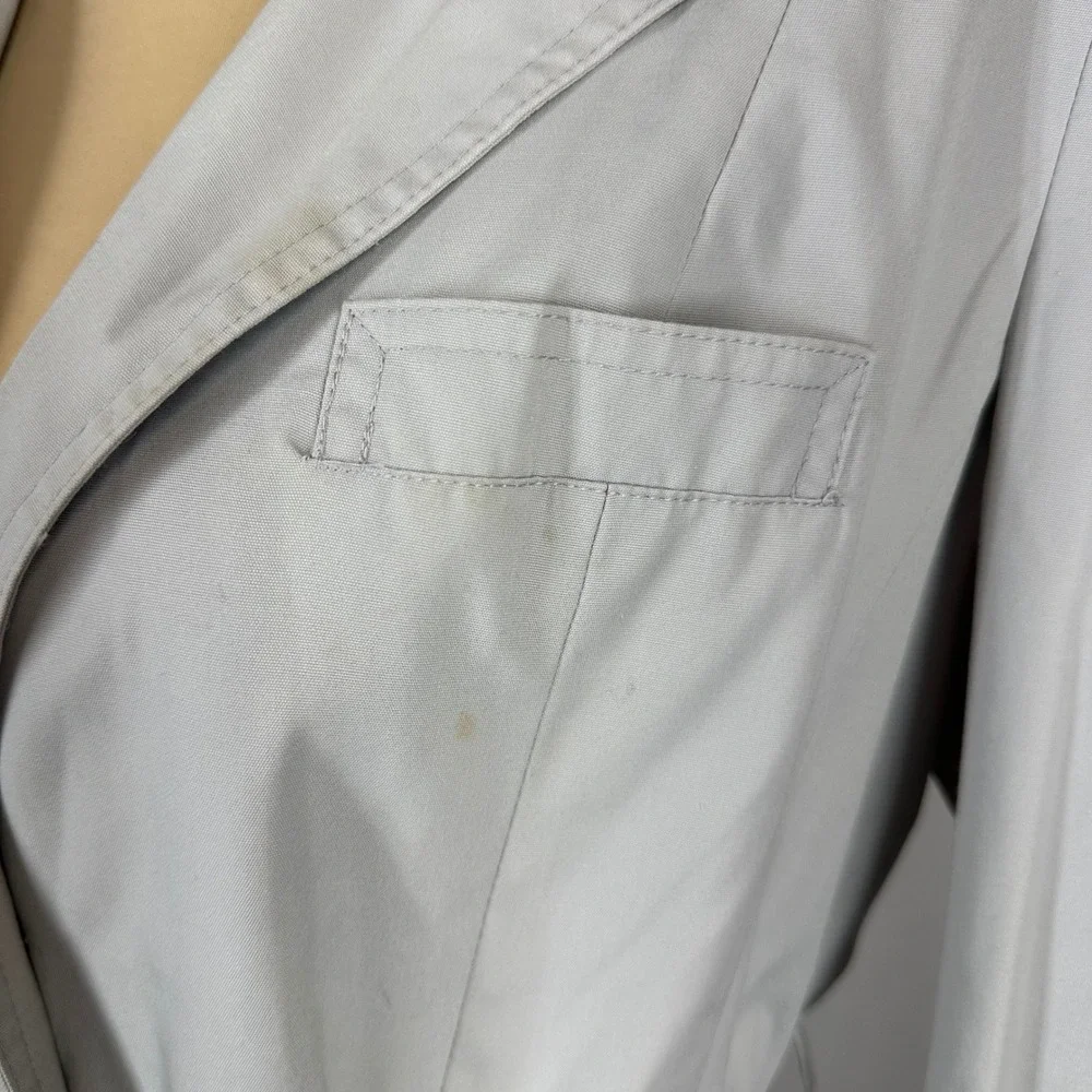 Vintage Light Gray Trench Coat Dress Size 10 Belted Pleated‎ Midi Coat READ